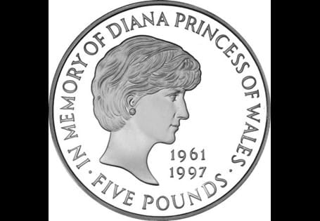 This £5 was issued by the Royal Mint in 1999 and commemorates the life of Princess Diana.