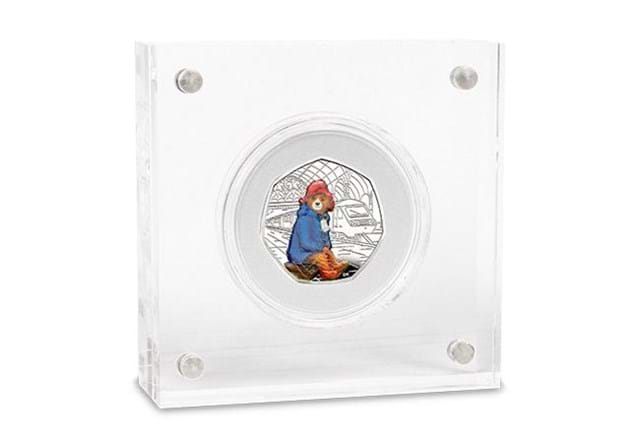 Uk 2018 Paddington Bear Station Silver Proof 50P Coin In Acrylic