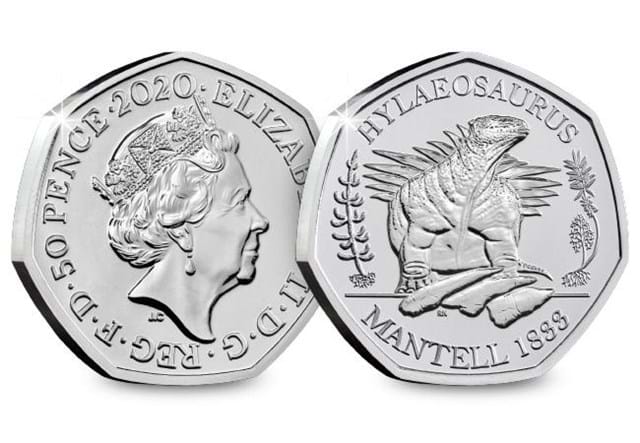 2020 UK Hylaeosaurus CERTIFIED BU 50p Obverse and Reverse