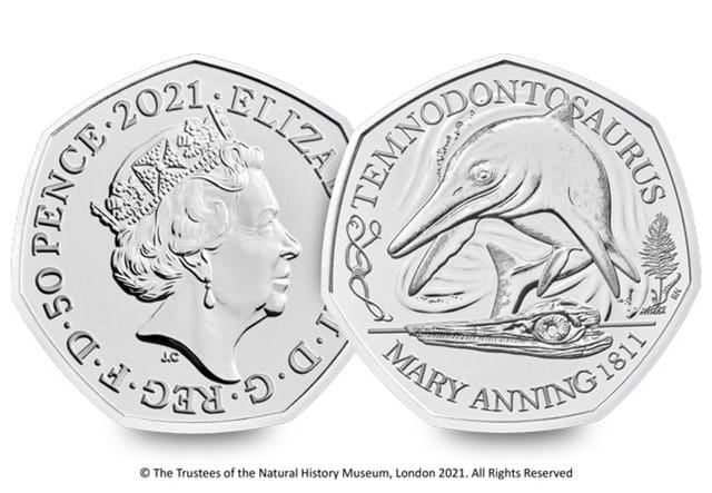 2021 UK Temnodontosaurus CERTIFIED BU 50p both sides