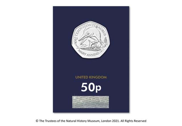 2021 UK Temnodontosaurus CERTIFIED BU 50p reverse in Change Checker packaging