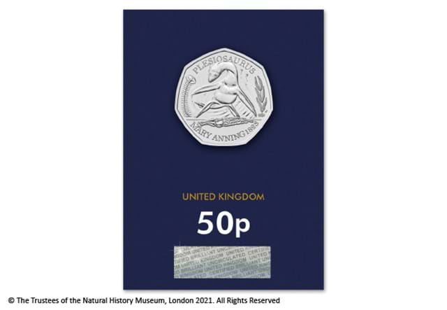 2021 UK Plesiosaurus CERTIFIED BU 50p reverse in Change Checker packaging