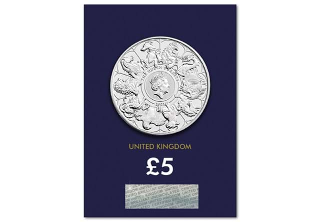 2021 UK Queen's Beasts CERTIFIED BU £5 reverse in Change Checker packaging