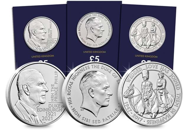 Prince Philip BU £5 Set All Coins Reverse and in Change Checker Pack
