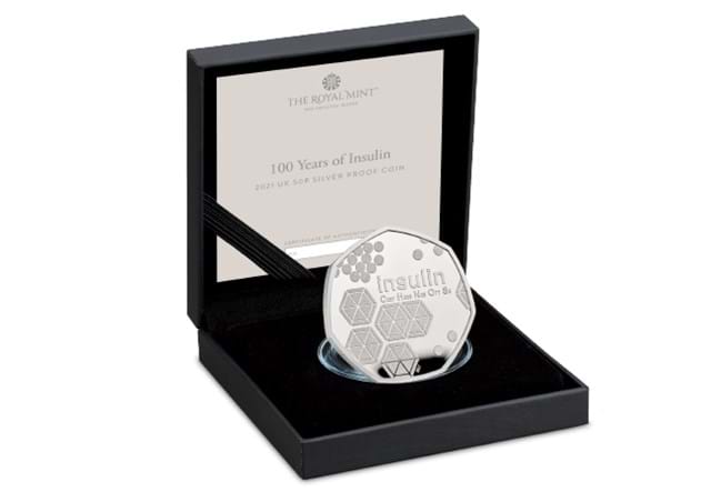 UK 2021 Insulin Silver Proof 50p in Box