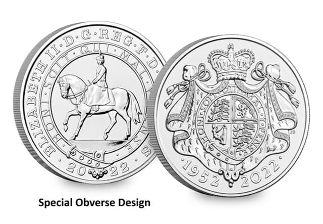 2022 Platinum Jubilee BU £5 Obverse and Reverse Special Obverse Design