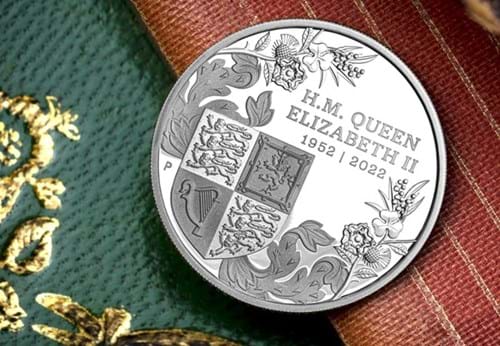 Perth Mint Platinum Jubilee 1oz Against Ornate Background