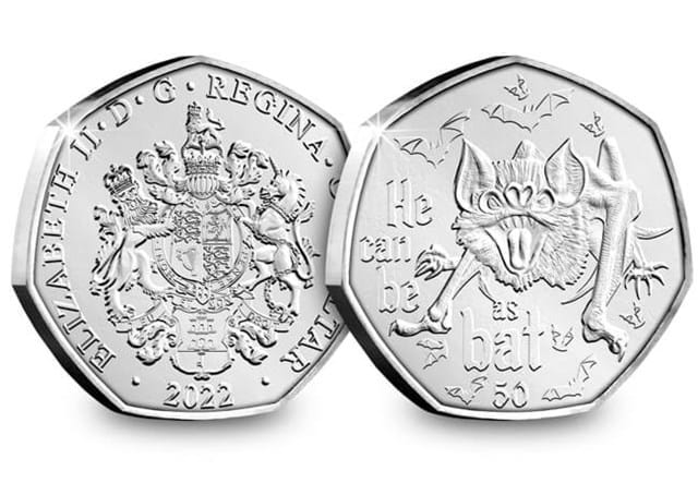 Dracula BU Non Colour 50P Set Bat Obverse Reverse