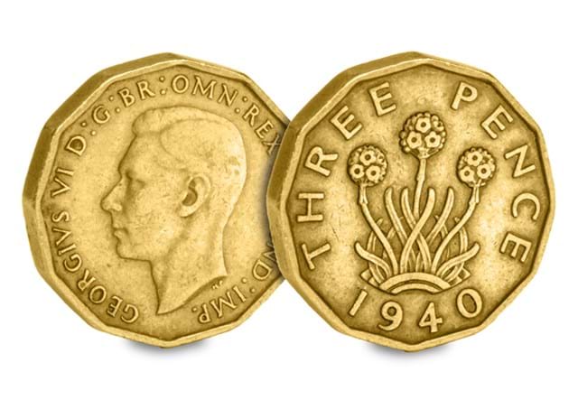 UK 1940 Three Pence Obv Rev