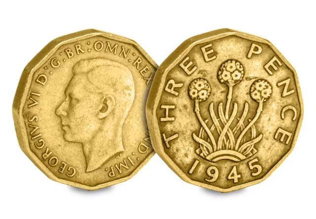 UK 1945 Three Pence Obv Rev