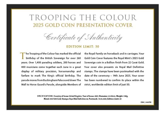 2025 Trooping The Colour 2025 Gold Coin Cover Product Images 2