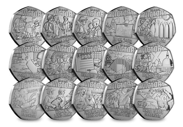 VE Day BU 50P Set All REV