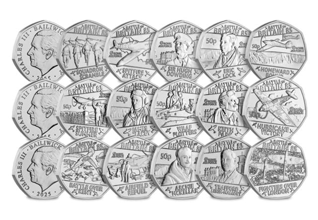 2025 Battle Of Britain BU 50P Set ALL REV PLUS OBV