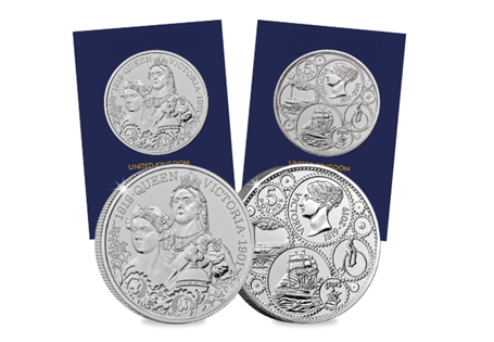The coin pair includes the 2026 Life of Queen Victoria £5 and 2019 200th Anniversary of the Birth of Queen Victoria £5. Both coins are struck to a Brilliant Uncirculated quality.