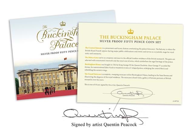 Buckingham Palace Silver 50P Signed Set Cert Product No Ribbon