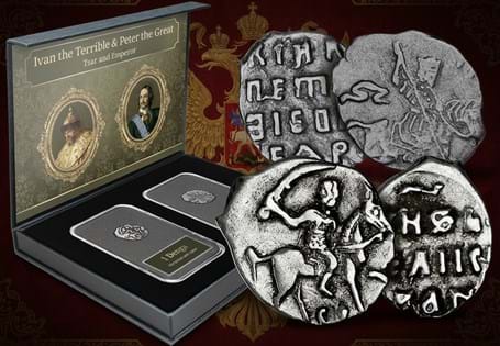 A collection comprising two genuine silver coins from the time of Ivan the Terrible and Peter the Great - the first Tsar and Emperor of Russia respectively.