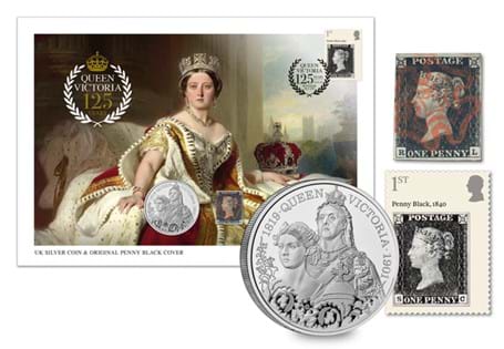 A special collectors cover, pairing the UK 2026 Queen Victoria 125th anniversary coin alongside an original 1840 penny black with its new issue anniversary edition. Strictly limited to 125 worldwide.