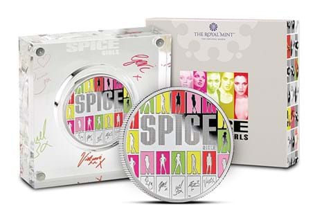 This 2026 dated UK Silver Proof 1oz coin has been issued by The Royal Mint to celebrate 30 years of The Spice Girls' debut single, 'Wannabe'. Part of the Music Legends series.