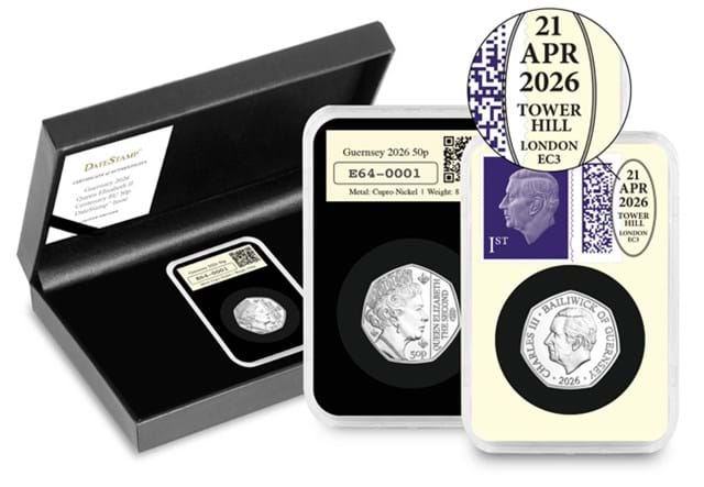 Datestamp Guernsey 2026 Queen Elizabeth II Centenary BU 50P Product Images CL AT AMENDS 2