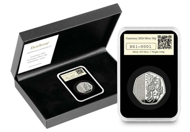 UK 2026 Silver 50P Datestamp St George Patron Saints Everslab Product Page Images AT V2 3
