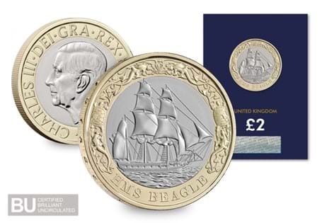 The Royal Mint have issued a £2 coin to celebrate 200 years since HMS Beagle's first voyage. The coin is struck to a Brilliant Uncirculated quality.
