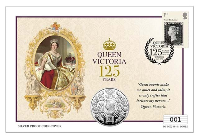 JG Queen Victoria Silver Proof £5 Sinlge Main Cover With Coin 650X450